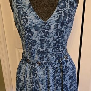 Vera Wang Blue Sleeveless V-Neck Sundress